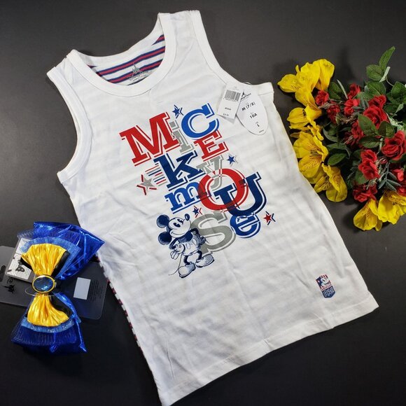 Disney Mickey Mouse Tank Stars Stripes Knit Shirt Top Patriotic Sleeveless Girls - Picture 2 of 11